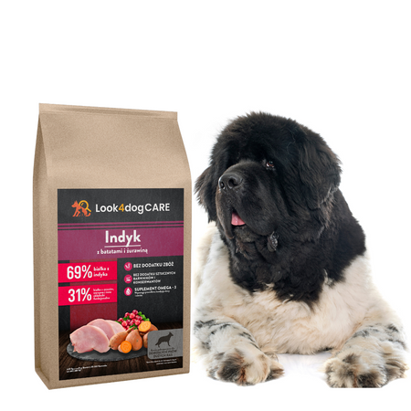 Sucha karma Look4dog CARE Indyk duże rasy 2 kg